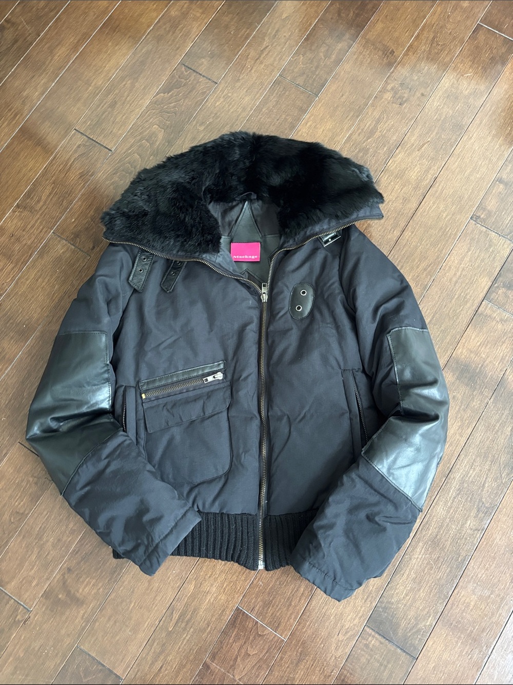 Mackage XS Bomber Jacket with Faux-Fur Collar